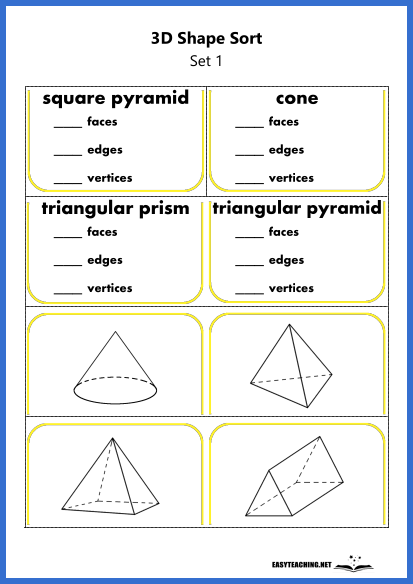 3d shapes names worksheet