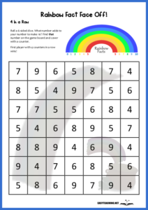 rainbow fact game, printable maths games