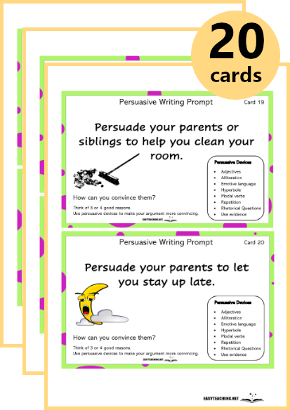 persuasive writing prompts activity